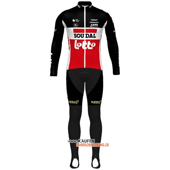 Lotto Soudal Langarmtrikot 2020 und Lange Tragerhose Shwarz Wei Rot(1)